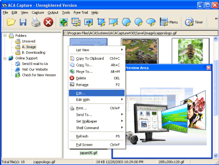 Screenshot of ACA Capture