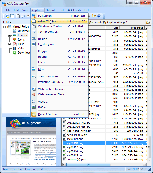 Screenshot of ACA Capture Pro 5.20